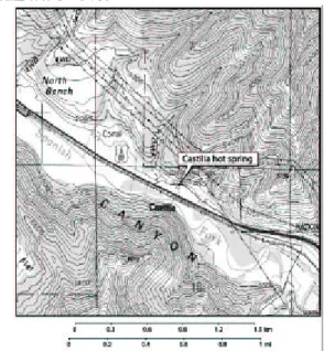 Figure 3. Present-day map of Castilla in Spanish Fork Canyon, site of the Castilla Hot Springs resort in the early 1900s.