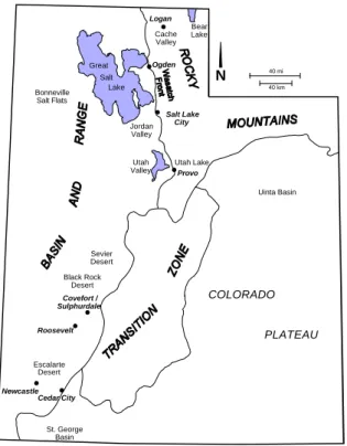 Figure 1. Physiographic provinces of Utah (Utah Geological Survey, Open File Report 311, 1994).