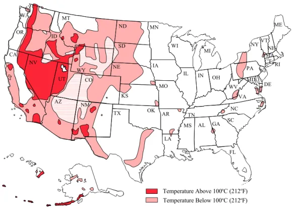 Figure 1.     Geothermal Resources Areas of the United States.