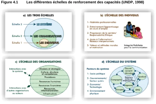 Figure 4.1  Les différentes échelles de renforcement des capacités (UNDP, 1998) 