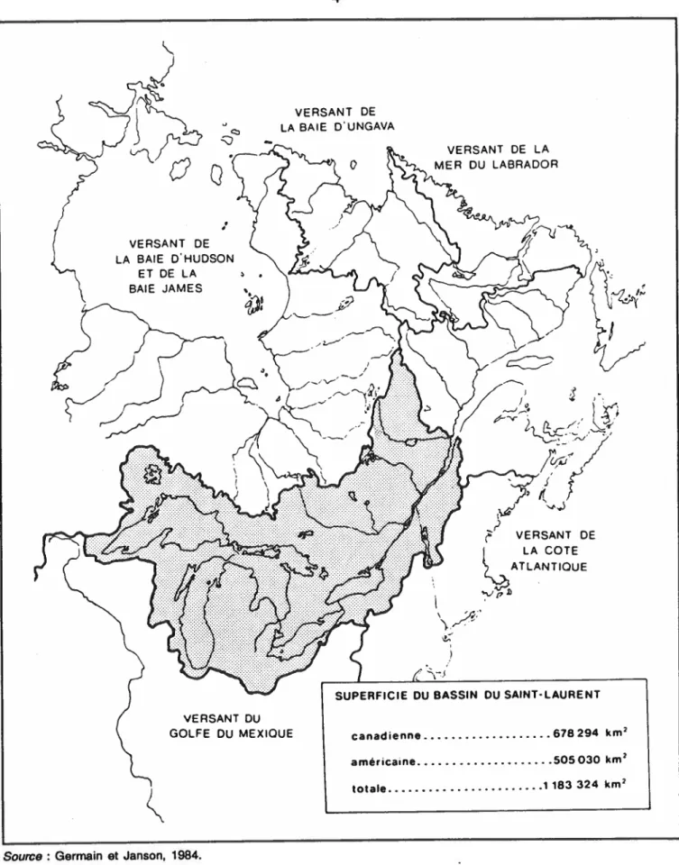 Figure 1 Bassin versant du fleuve Sainf-Laurent