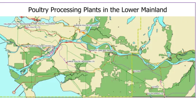 Figure 7-2 Poultry Processing Plants in the Lower Mainland 