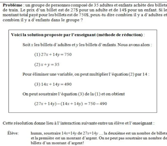 Figure 2 :Exemple de tâche proposée aux futurs enseignants : la méthode de réduction 