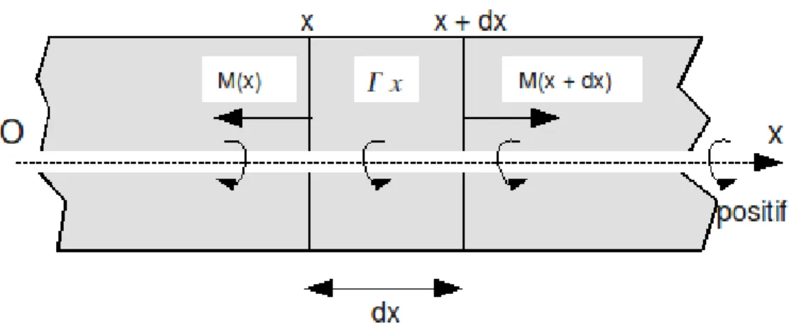 Figure 3.2.1-a : Segment de poutre en rotation autour de  Ox