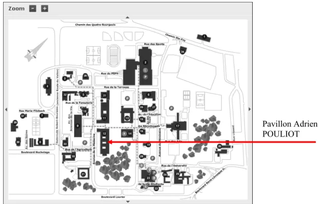 Figure 1 : Plan du campus universitaire 