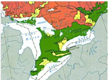Figure 26:  Map of Ontario’s soils and its potential to  reduce acidic rain (Natural Resources Canada, 1991)