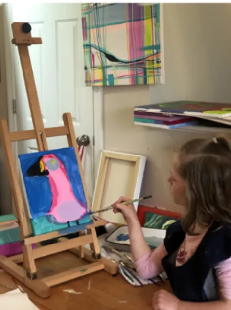 Figure 6. Hazel Anne [6] Painting in Shared Studio Space, March 2020