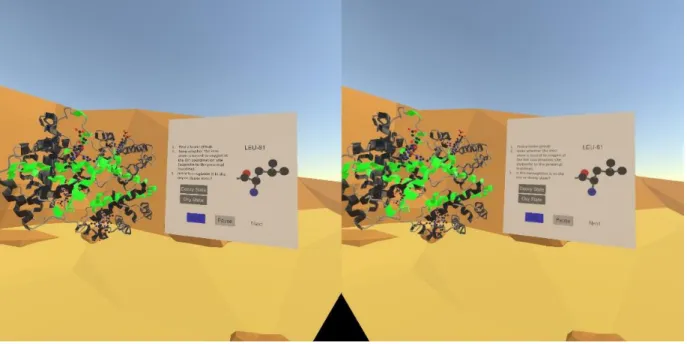Figure 1: Left Eye/Right Eye VR View. The Vive simulates three dimensional objects by  rendering a slightly different perspective for the left and right eyes of the user