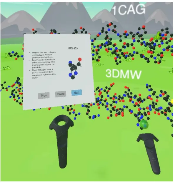Figure 4 - VR Controls:  The two standard Vive controllers served different functions