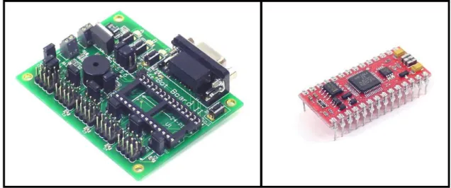 Figure  12: Bot Board  2 (left)  and 28 pin  Basic  Atom  Pro microcontroller  (right)