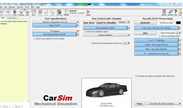 Figure 3.10: CarSim user interface