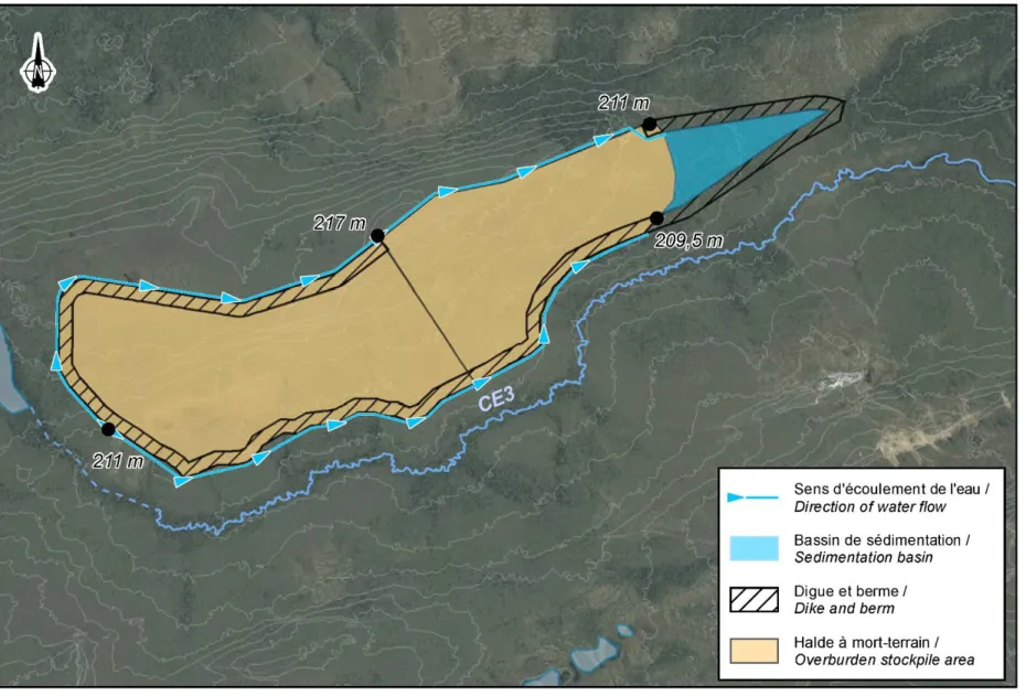Figure 35-1  Ditches course around the overburden stockpile area 
