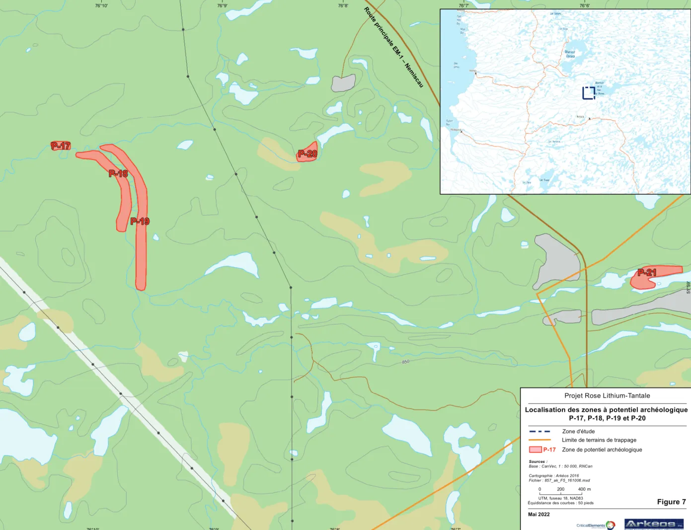 Figure 7 -  Localisation des zones P-17 à P-20
