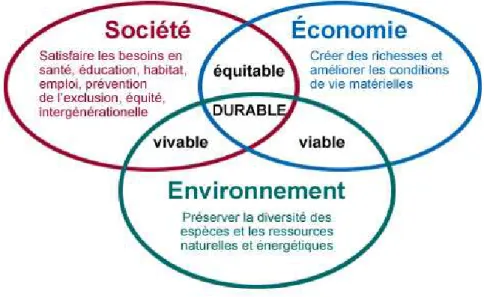 Figure 1 - Les trois principales dimensions du développement durable 
