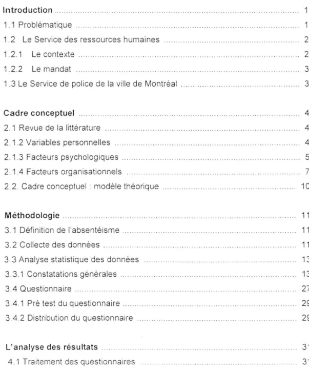 TABLE DES  MATIÈRES 